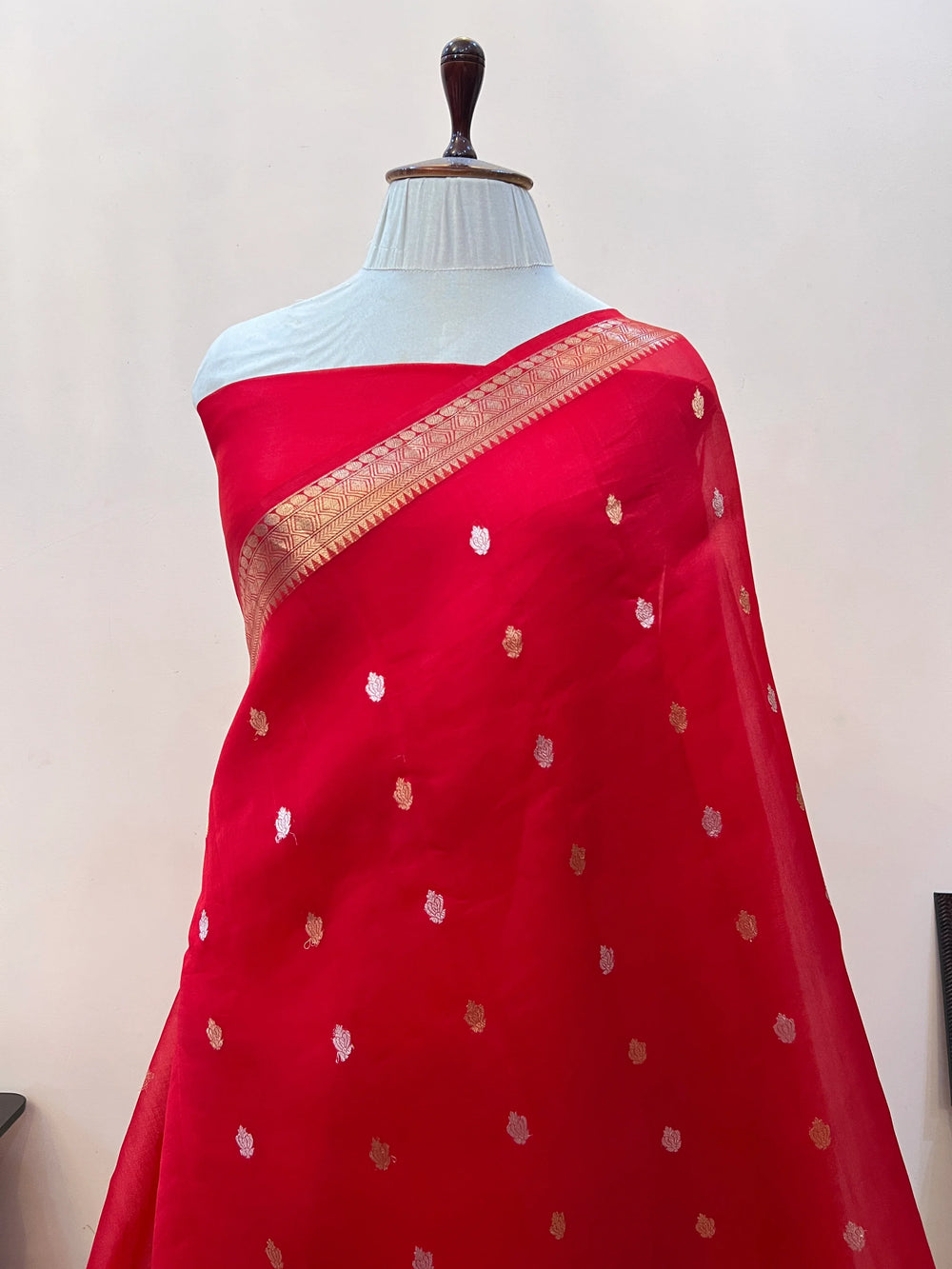 Red Pure Kora Silk Handloom Banarasi Saree