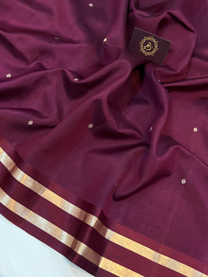 Garnet Pure Banarasi Handloom Silk Saree - Aura Benaras