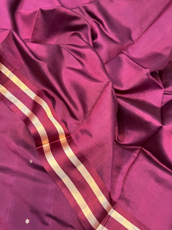 Garnet Pure Banarasi Handloom Silk Saree - Aura Benaras