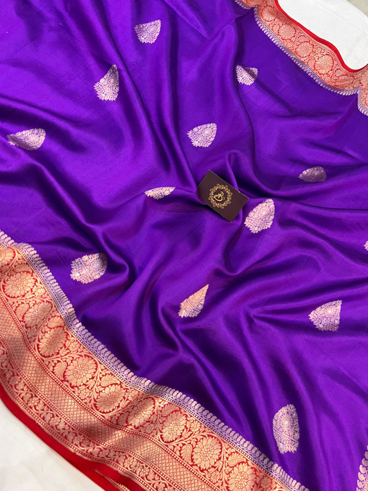 Purple Pure Banarasi Handloom Silk Saree - Aura Benaras