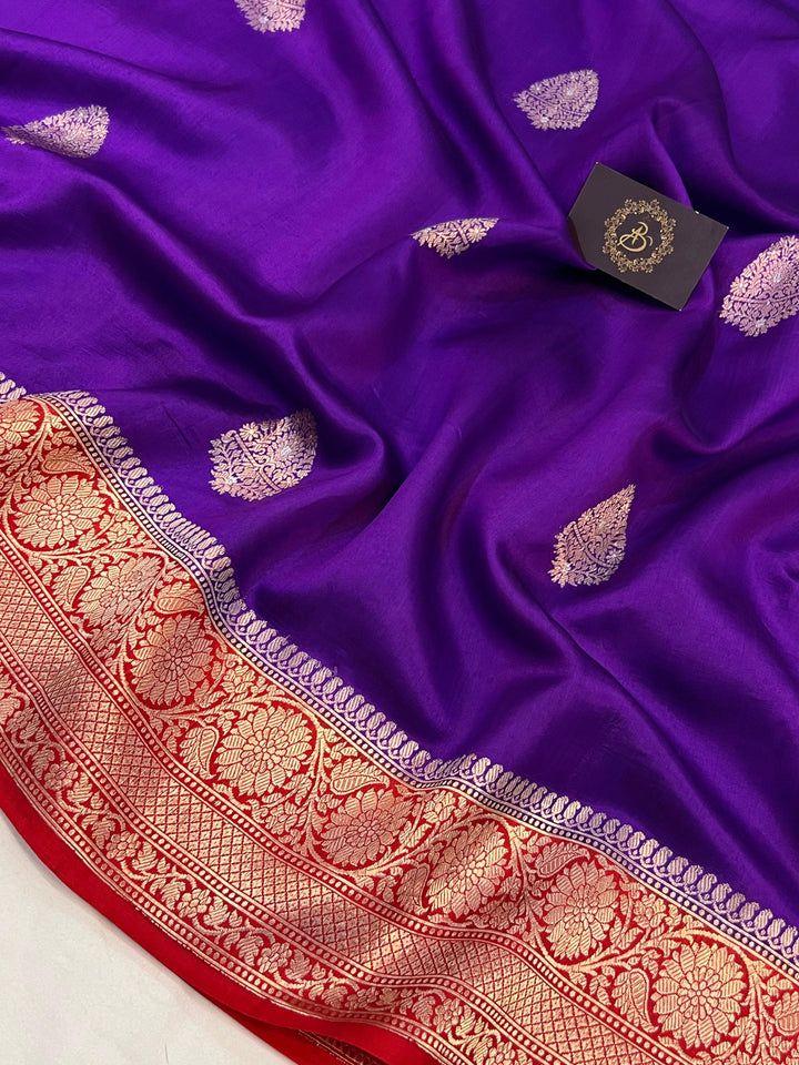 Purple Pure Banarasi Handloom Silk Saree - Aura Benaras