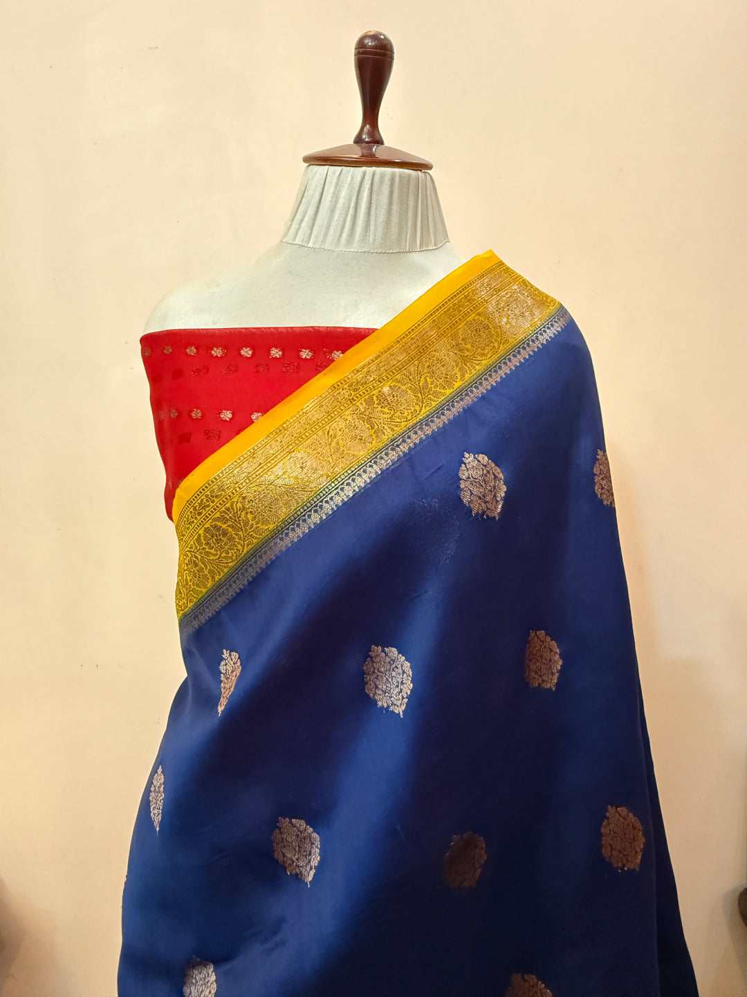Royal Blue Pure Kora Silk Handloom Banarasi Saree