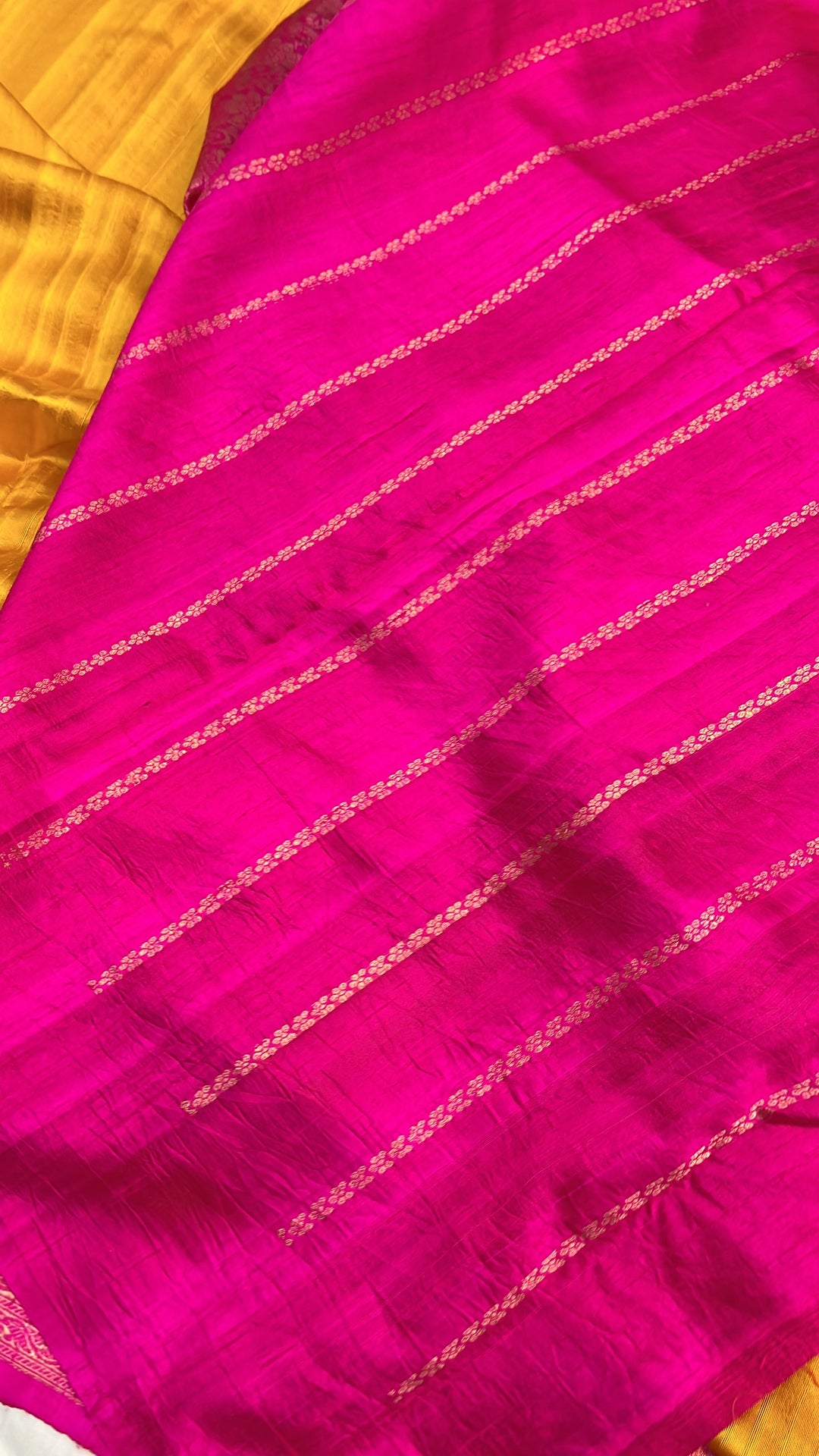 Yellow Pure Raw Silk Handloom Banarasi Saree