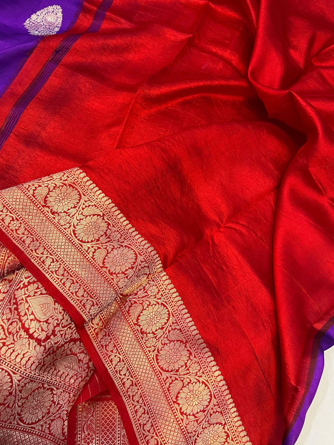 Purple Pure Banarasi Handloom Silk Saree - Aura Benaras