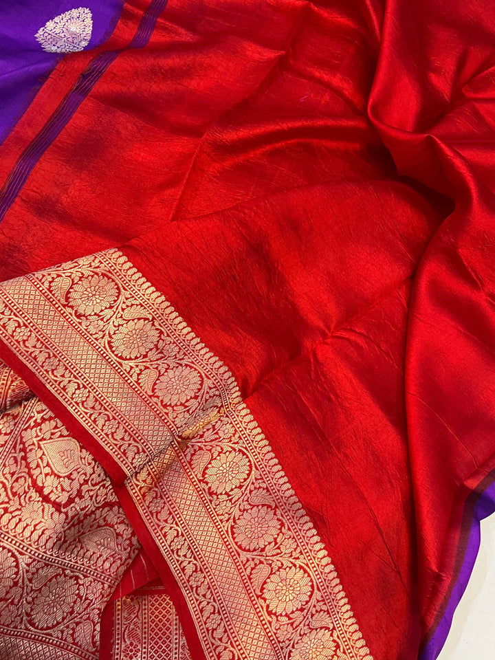 Purple Pure Banarasi Handloom Silk Saree - Aura Benaras