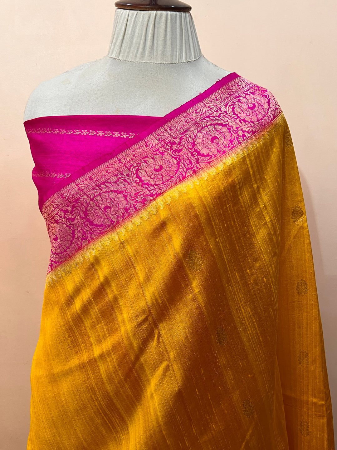 Yellow Pure Raw Silk Handloom Banarasi Saree