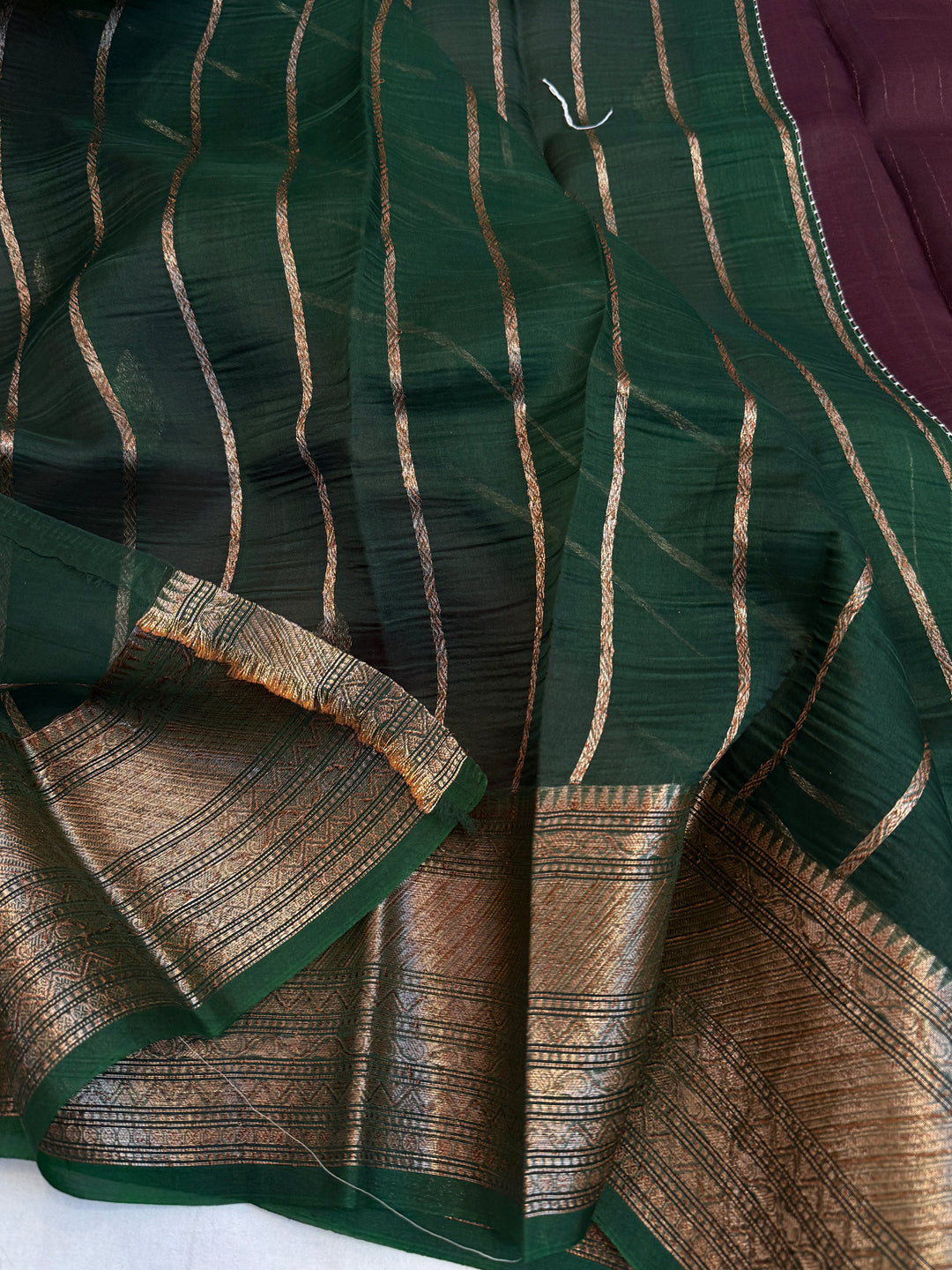 Brown Pure Kora Silk Handloom Banarasi Saree