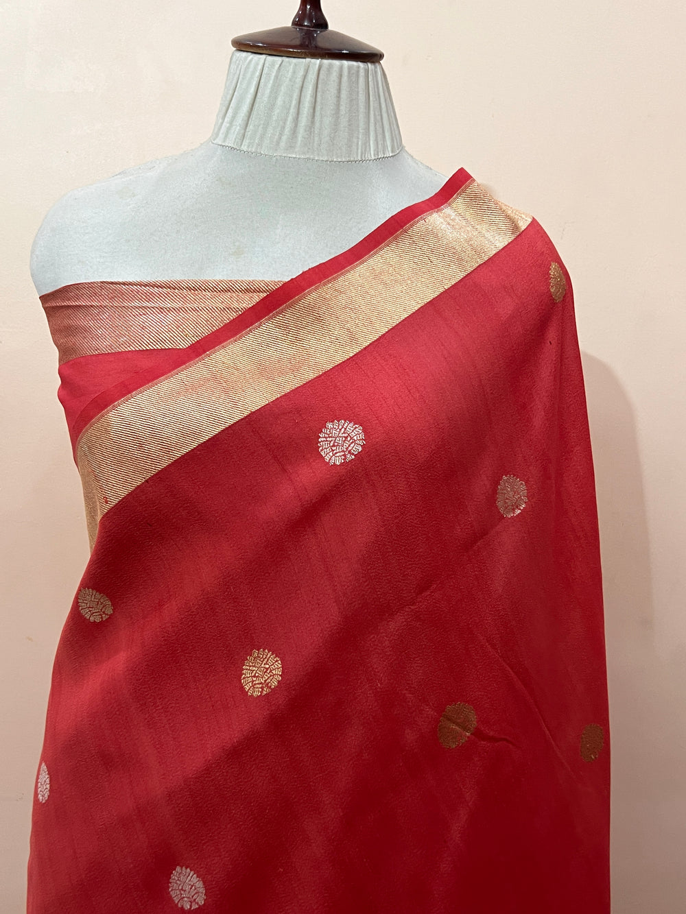 Rust Orange Pure Tussar Silk Handloom Banarasi Saree