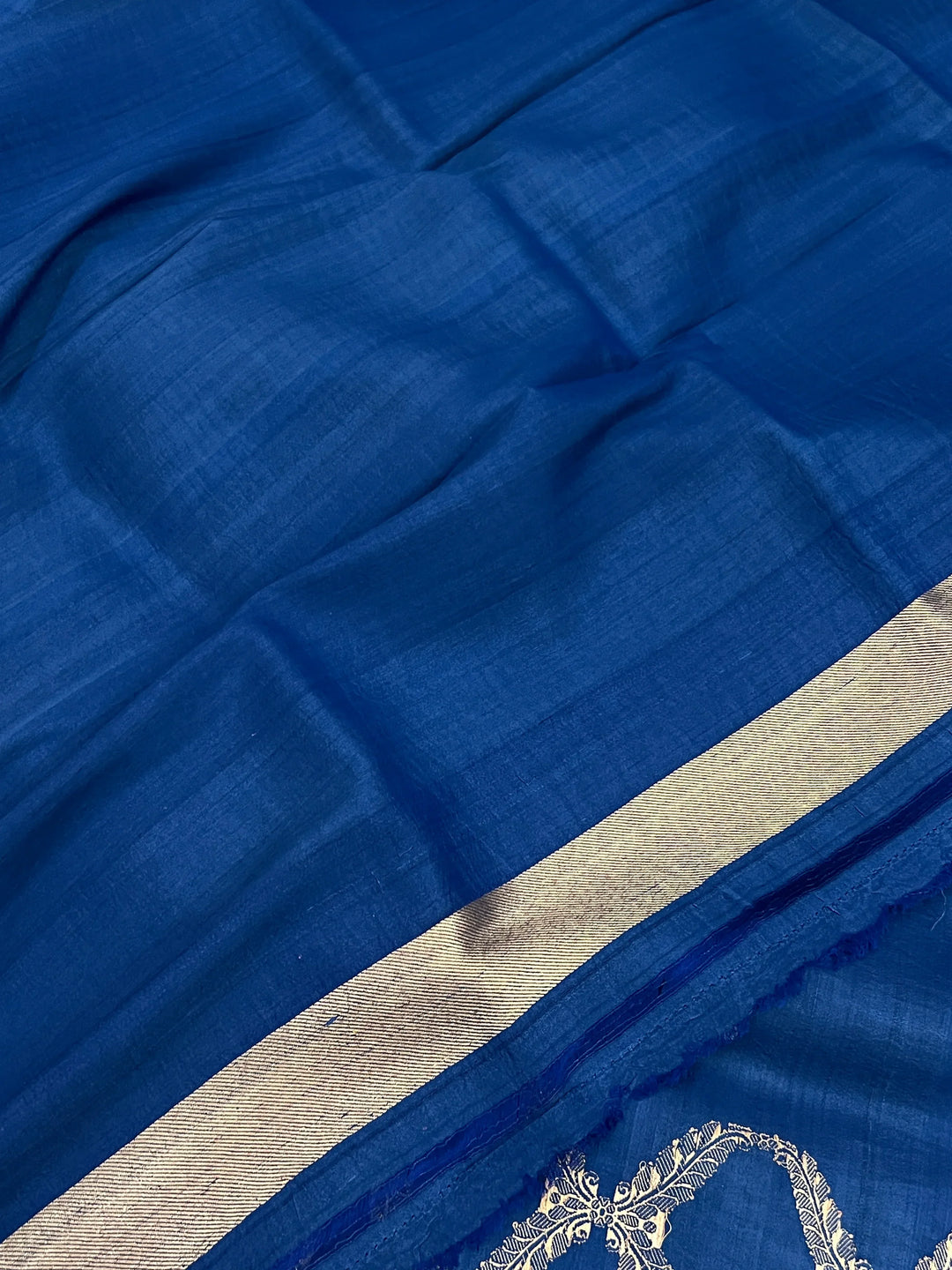 Persion Blue Pure Tussar Silk Handloom Banarasi Saree