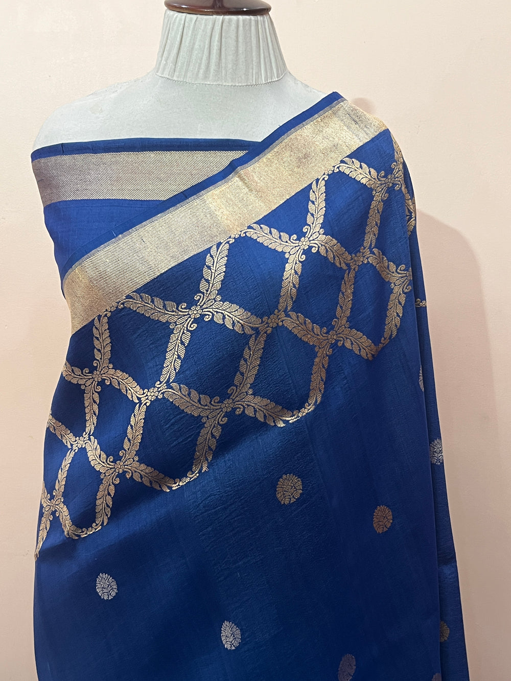 Persion Blue Pure Tussar Silk Handloom Banarasi Saree