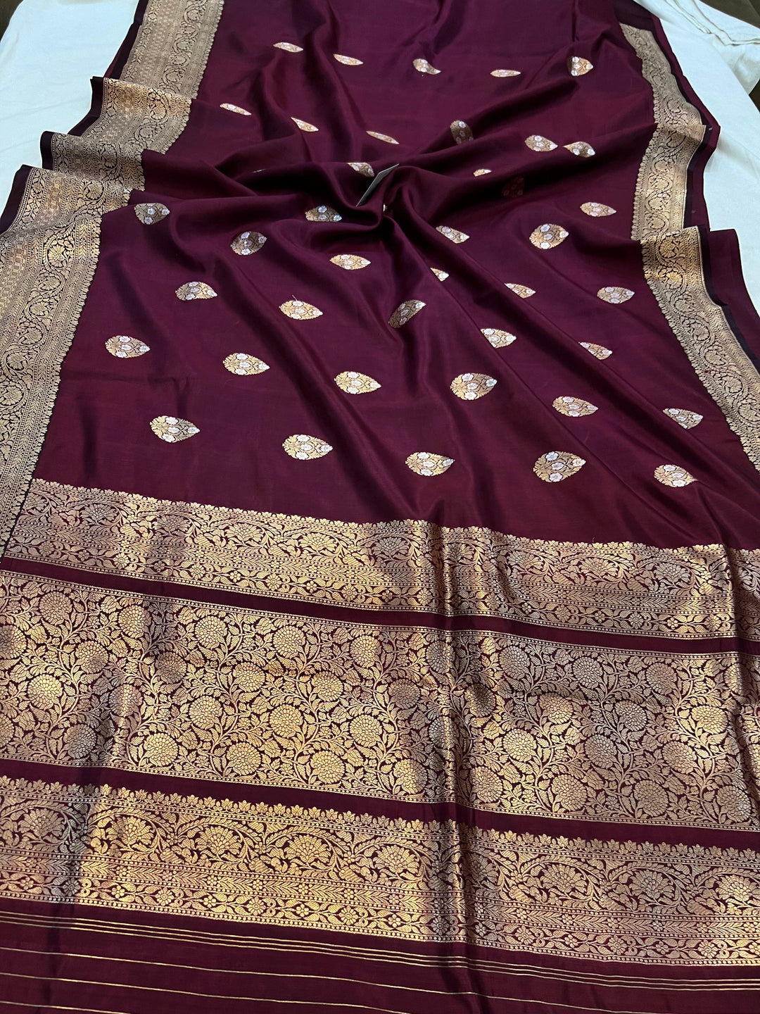 Deep Maroon Pure Banarasi Handloom Silk Saree