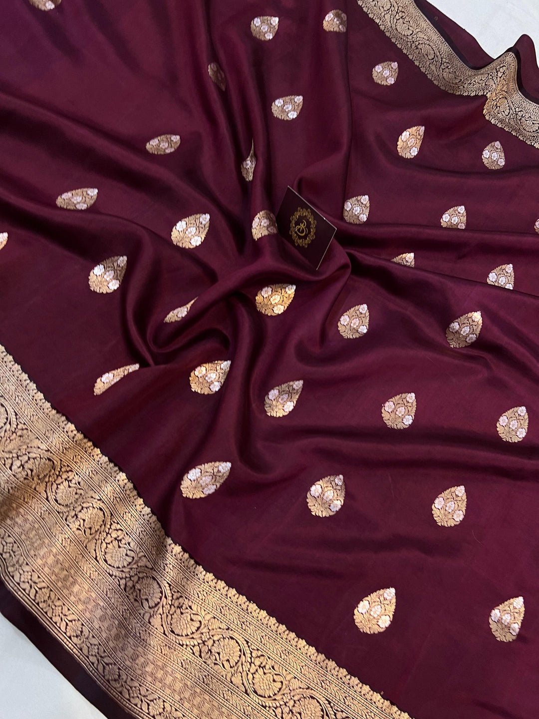 Deep Maroon Pure Banarasi Handloom Silk Saree