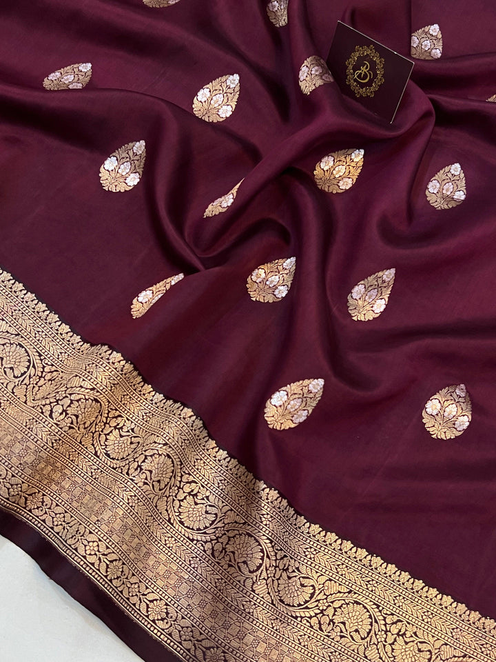 Deep Maroon Pure Banarasi Handloom Silk Saree