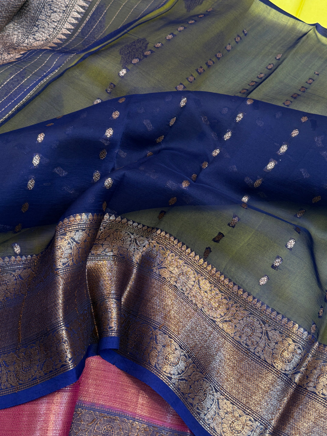 Yellow Pure Kora Silk Handloom Banarasi Saree