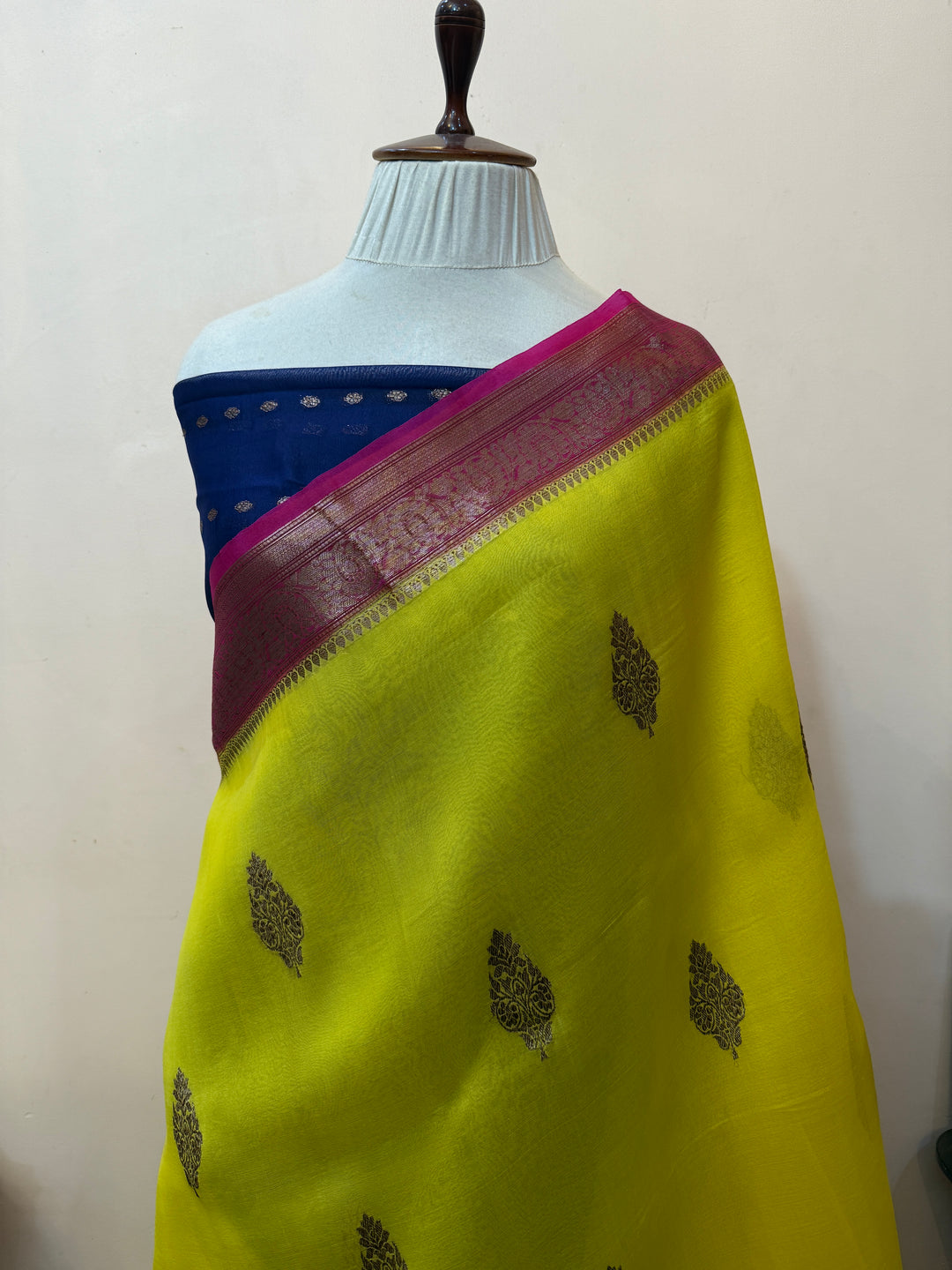Yellow Pure Kora Silk Handloom Banarasi Saree
