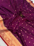 Wine Pure Banarasi Handloom Silk Saree - Aura Benaras