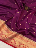 Wine Pure Banarasi Handloom Silk Saree - Aura Benaras