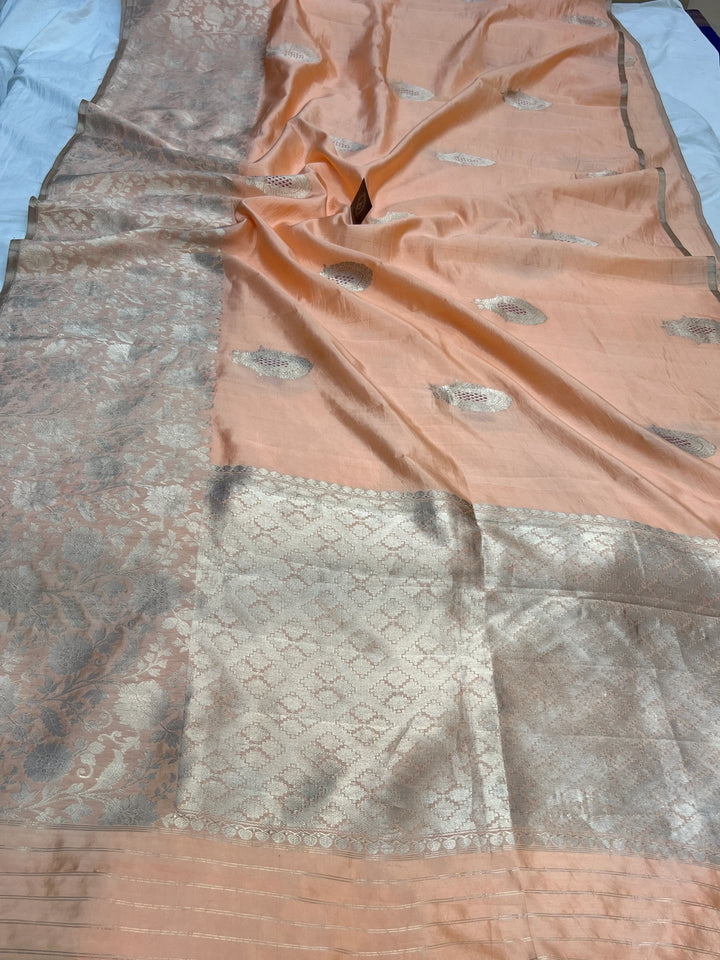 Peach Pure Silk Handloom Banarasi Saree