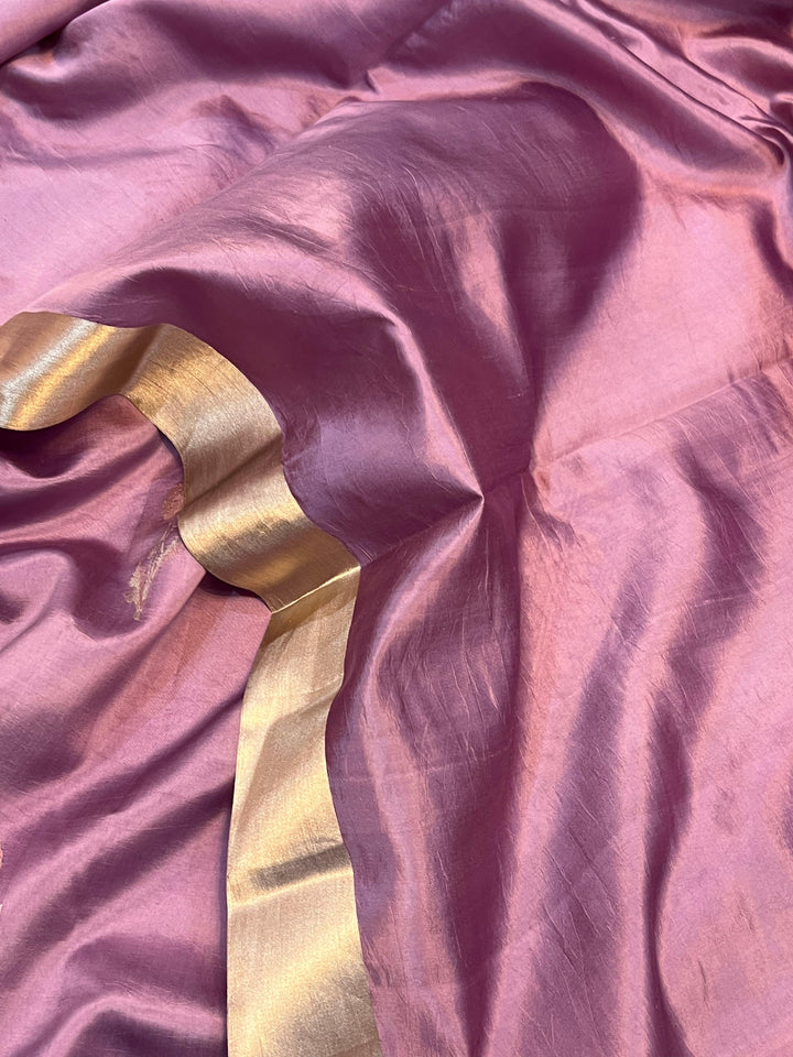 Dusky lavender Pure Banarasi Handloom Silk Saree - Aura Benaras