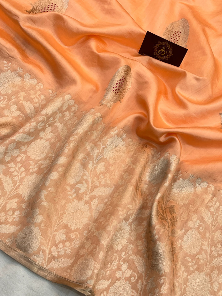 Peach Pure Silk Handloom Banarasi Saree