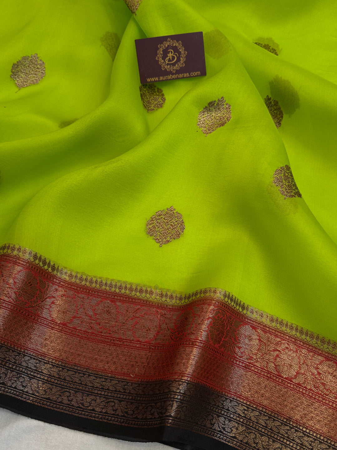 Lemon Yellow Pure Kora Silk Handloom Banarasi Saree