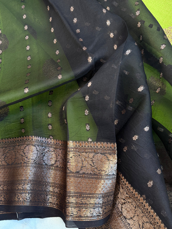 Lemon Yellow Pure Kora Silk Handloom Banarasi Saree