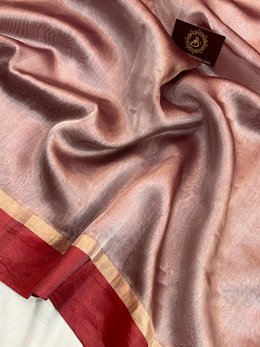 Red Iktara Tissue Silk Saree with Mashru Border