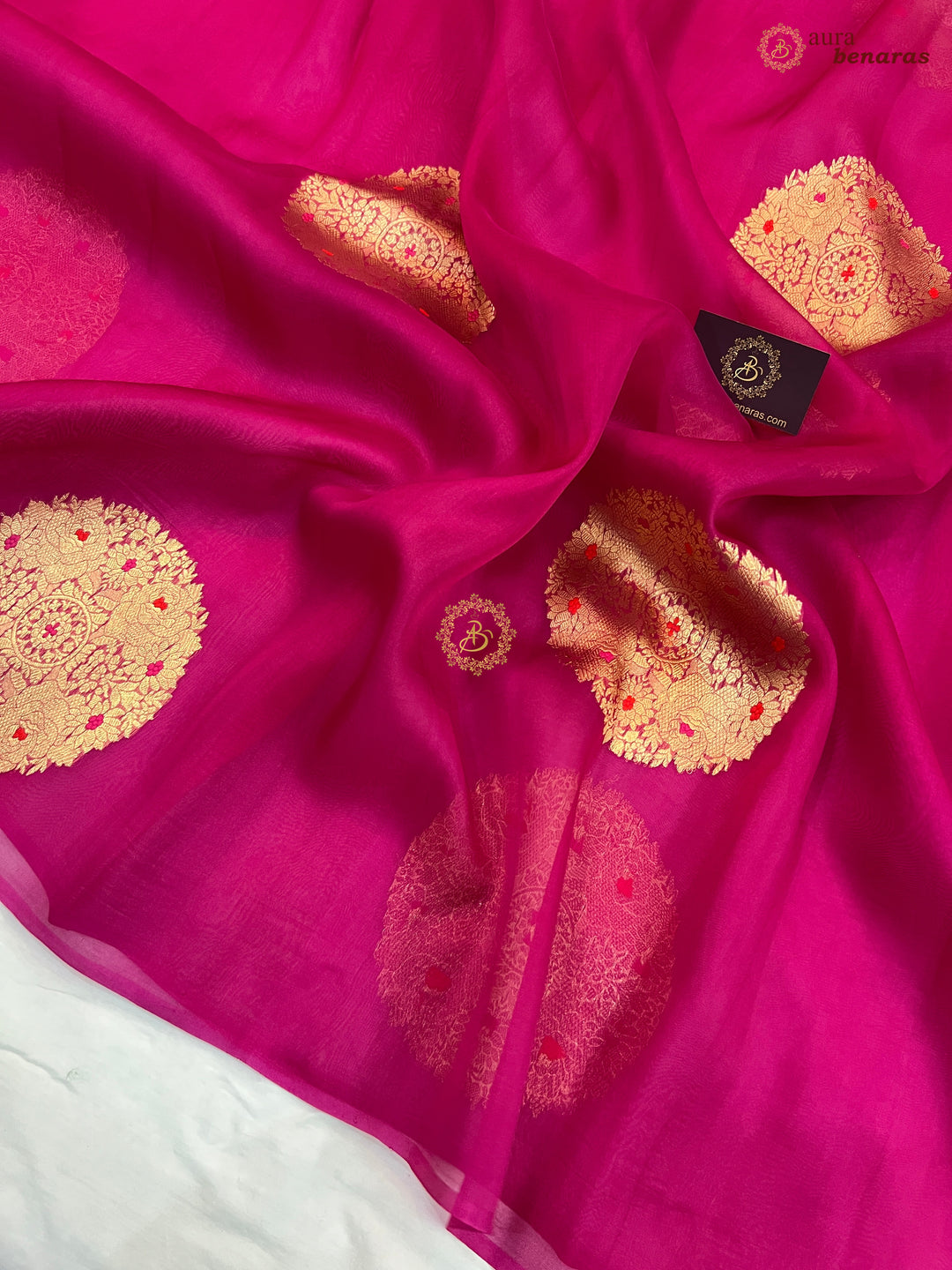  Pure Rani Pink Banarasi Handloom Silk Saree - AuraBenaras