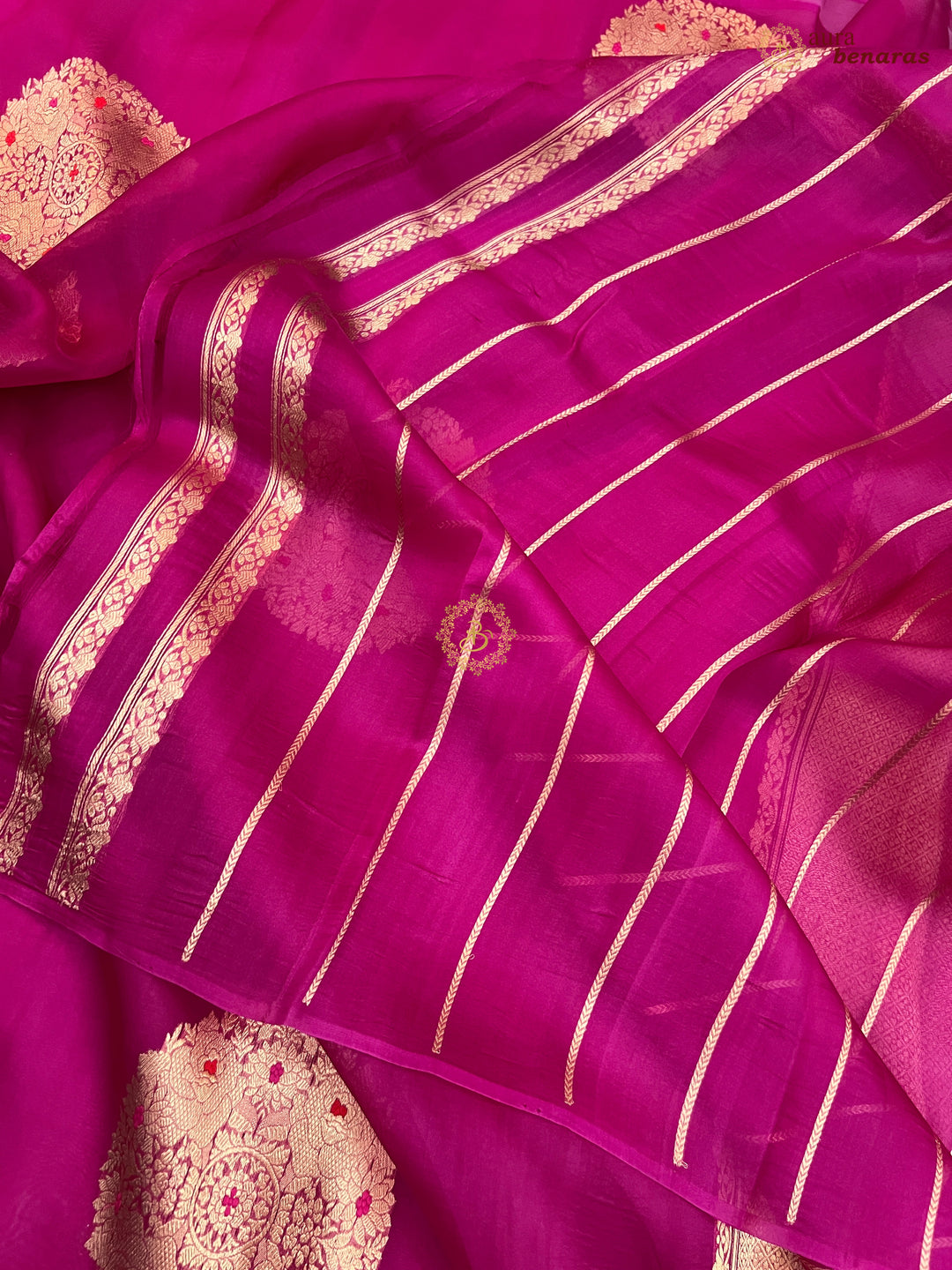  Pure Rani Pink Banarasi Handloom Silk Saree - AuraBenaras