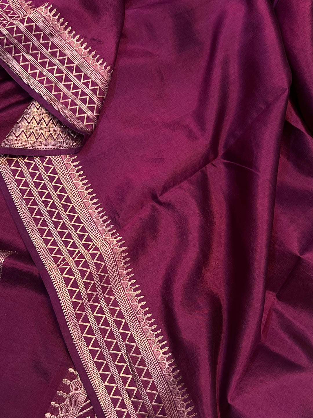Wine Pure Banarasi Handloom Silk Saree - Aura Benaras