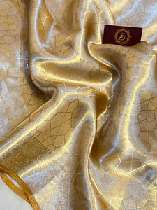 Yellow Banarasi Handloom Tissue Silk Saree