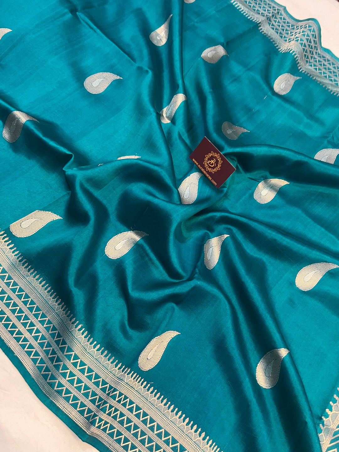 Rama Green Pure Banarasi Handloom Silk Saree - Aura Benaras