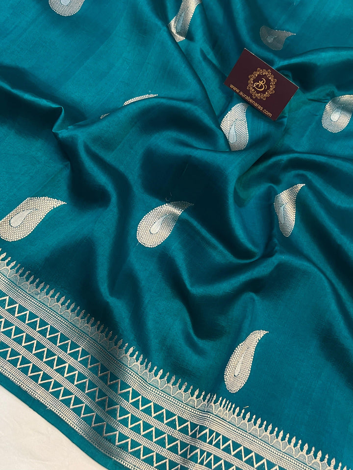 Rama Green Pure Banarasi Handloom Silk Saree - Aura Benaras