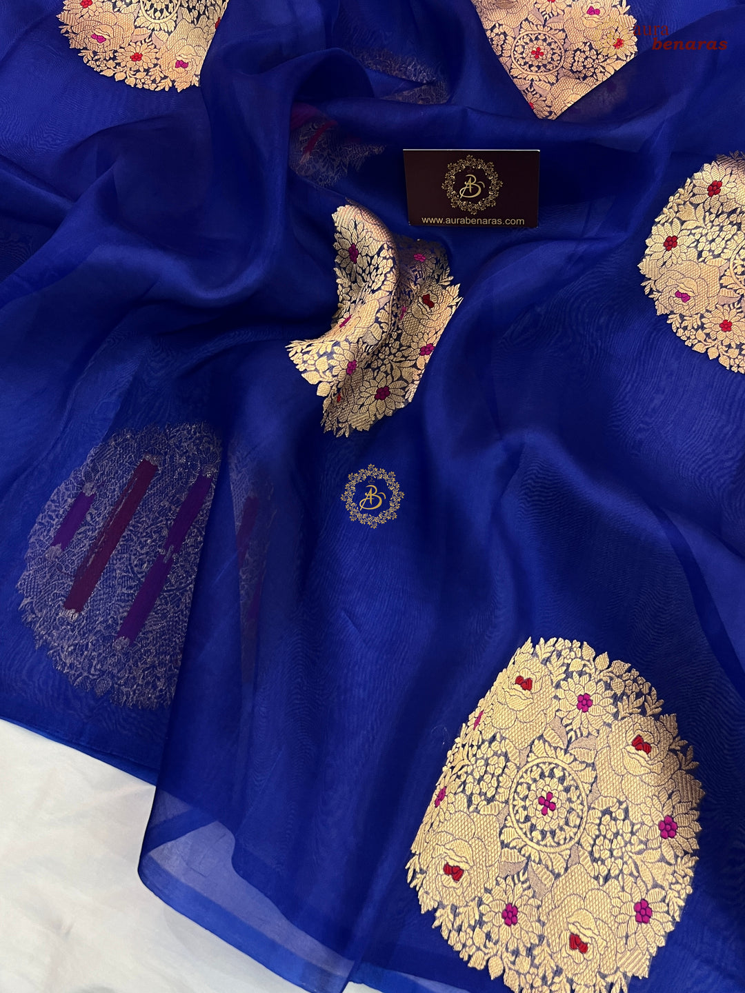  Pure Royal Blue Banarasi Handloom Silk Saree - AuraBenaras