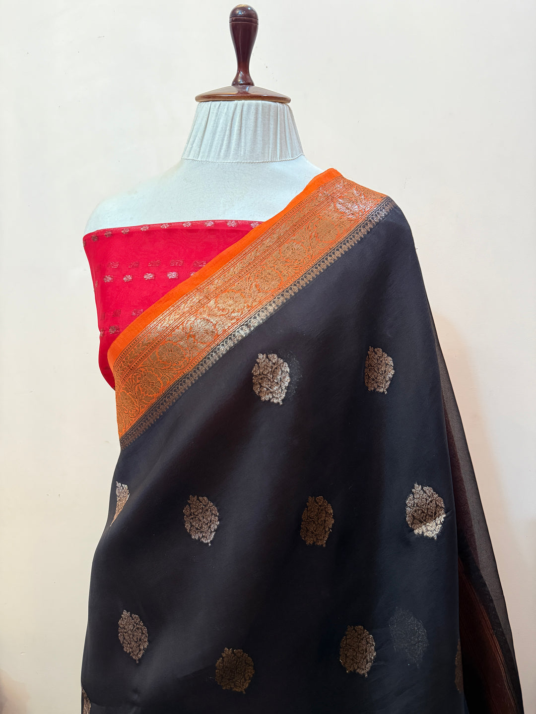 Black Pure Kora Silk Handloom Banarasi Saree