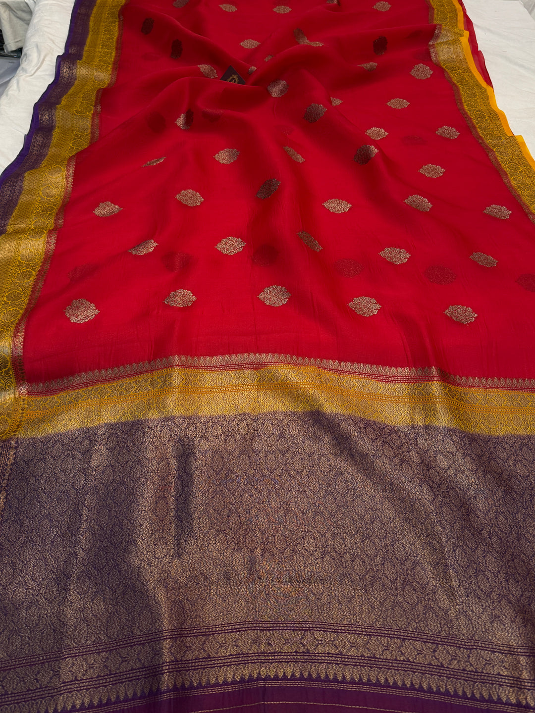 Red Pure Kora Silk Handloom Banarasi Saree
