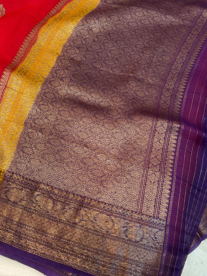 Red Pure Kora Silk Handloom Banarasi Saree