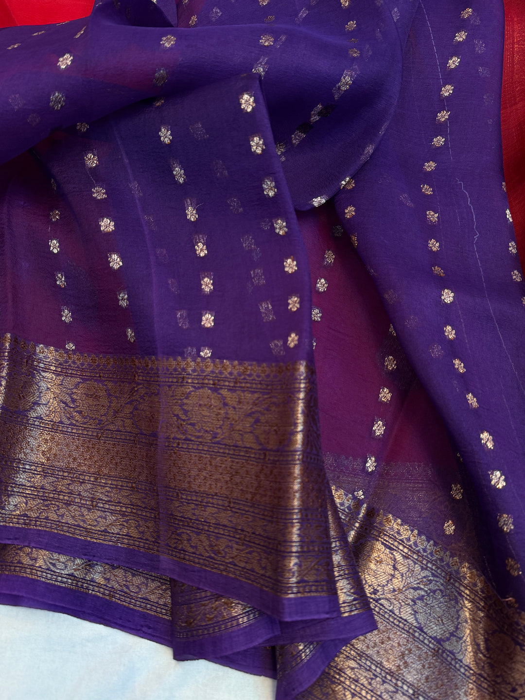 Red Pure Kora Silk Handloom Banarasi Saree