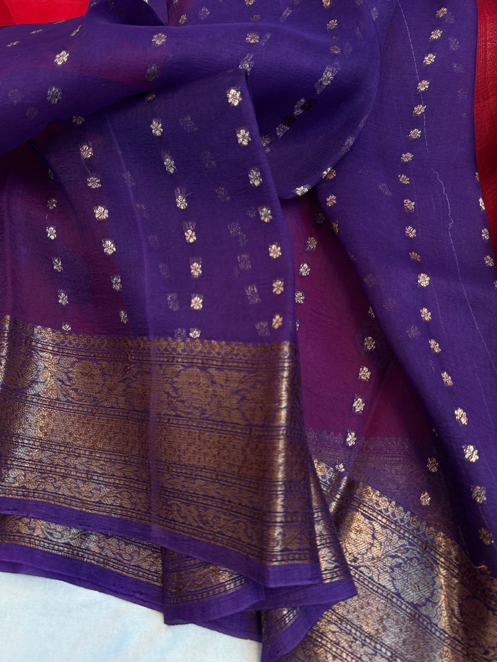 Red Pure Kora Silk Handloom Banarasi Saree