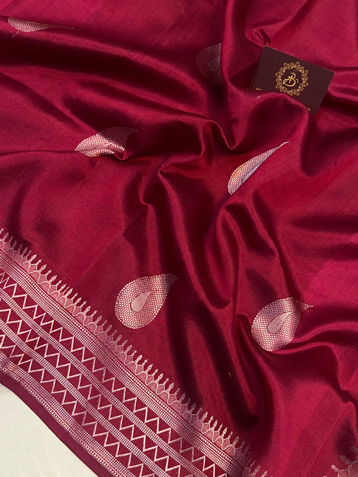 Maroon Pure Banarasi Handloom Silk Saree - Aura Benaras