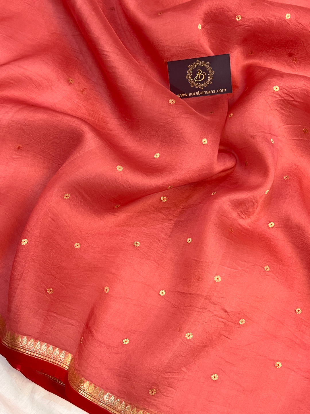 Rose Pink Kora Silk Banarasi Saree with Zari Butis 