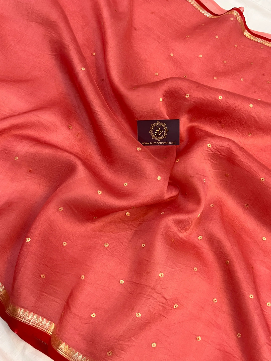 Rose Pink Kora Silk Banarasi Saree with Zari Butis 