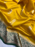 Yellow Pure Banarasi Handloom Silk Saree - Aura Benaras