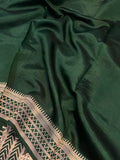 Bottle Green Pure Banarasi Handloom Silk Saree