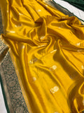 Yellow Pure Banarasi Handloom Silk Saree - Aura Benaras