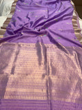 Lavender Pure Banarasi Handloom Silk Saree - Aura Benaras