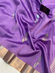 Lavender Pure Banarasi Handloom Silk Saree - Aura Benaras