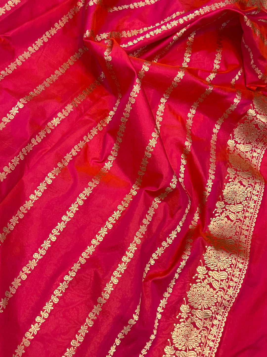 Rani Pink Pure Banarasi Handloom Katan Silk Saree - Aura Benaras