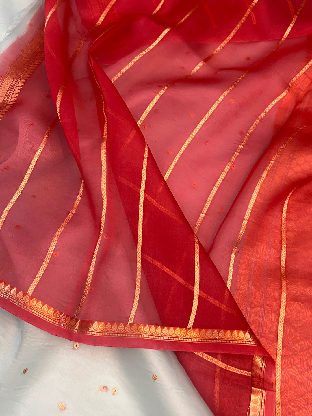 Pale Blue Kora Silk Banarasi Saree with Zari Butis 