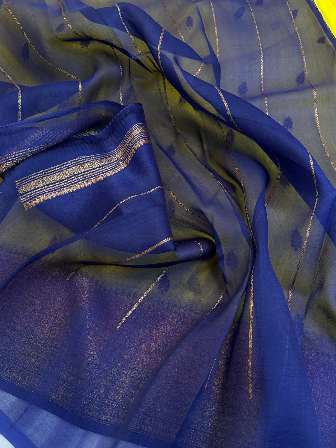 Yellow Pure Kora Silk Handloom Banarasi Saree